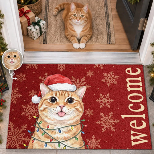 Custom Photo Home Decor Decorative Mat - Personalized  Christmas Birthday Gifts For Dog Cat Lovers, Dog Dad And Mom, Cat Owners - No Entry Without A Paw Check
