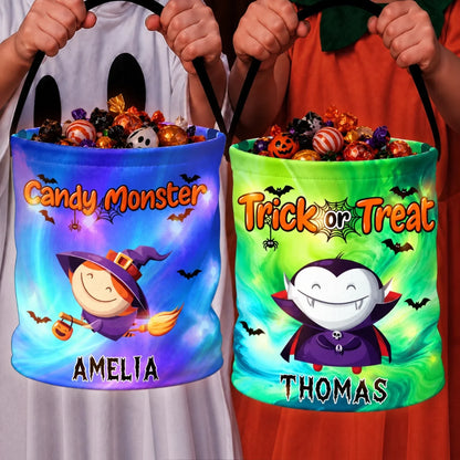 Custom Photo LED Light Bucket Bag - Personalized Halloween Birthday Gifts For Kids - Beware Of The Cute One