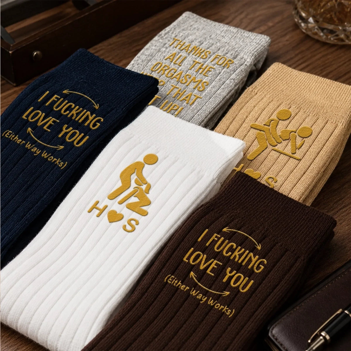Custom Funny Embroidered Socks - Personalized Birthday Gifts For Husband, Boyfriend, Him And Her - Naughty Times With You Everyday