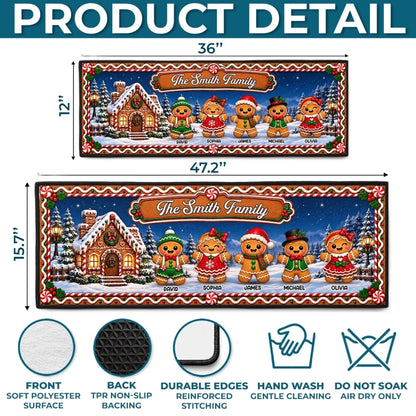 Custom Gingerbread Runner Rug - Personalized Christmas Birthday Gifts For Grandma, Grandpa - Baking Memories Together
