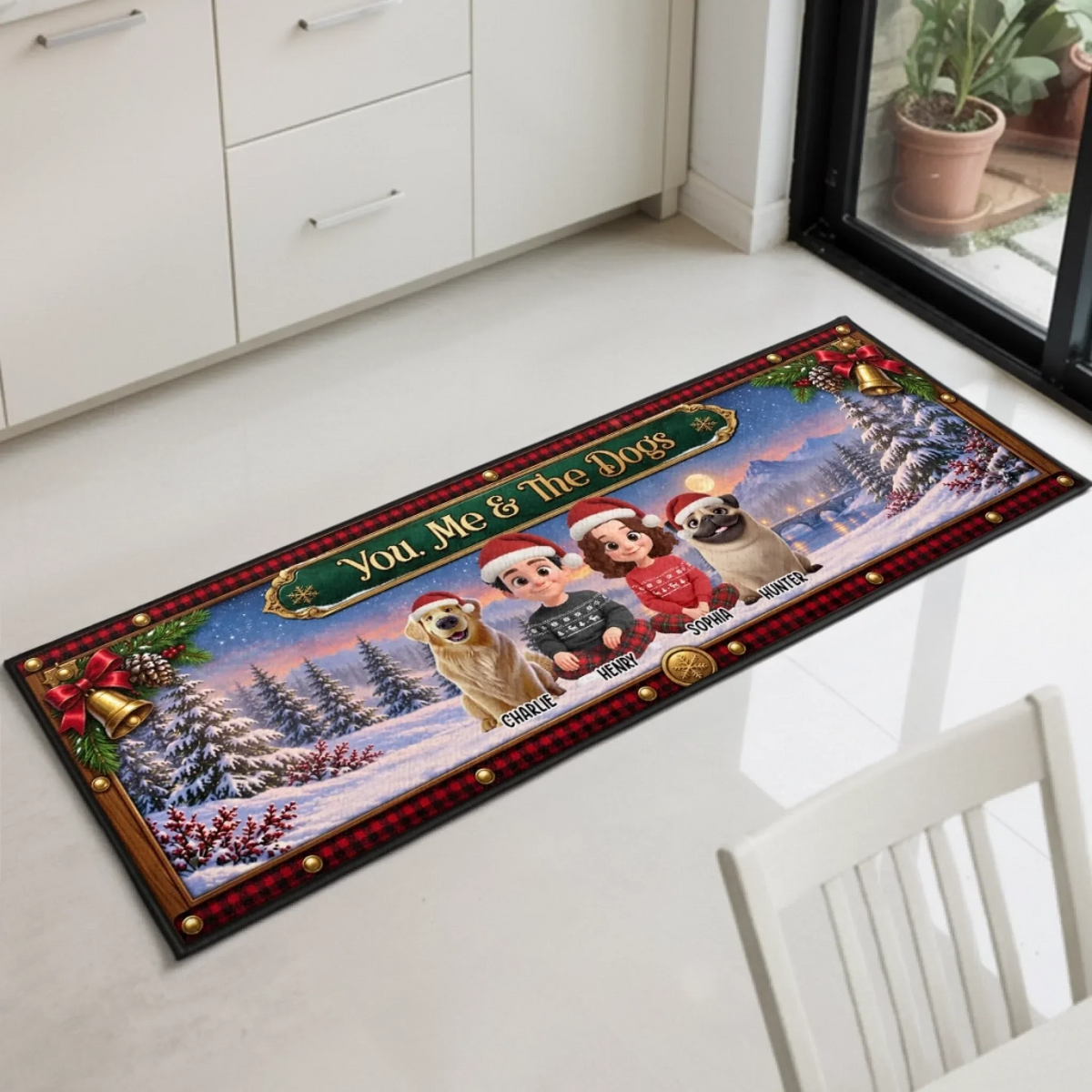 Custom Runner Rug - Personalized Anniversary Christmas Wedding Gifts For Husband And Wife, Dog Cat Lovers - You, Me And Paws