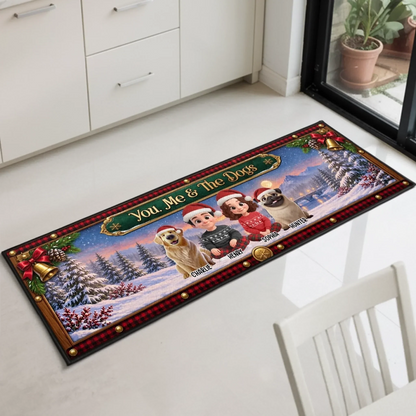 Custom Runner Rug - Personalized Anniversary Christmas Wedding Gifts For Husband And Wife, Dog Cat Lovers - You, Me And Paws