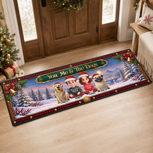 Custom Runner Rug - Personalized Anniversary Christmas Wedding Gifts For Husband And Wife, Dog Cat Lovers - You, Me And Paws