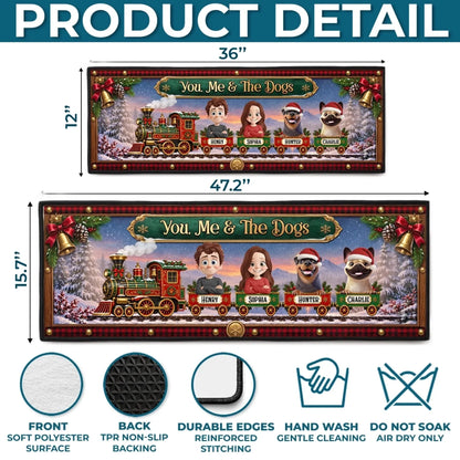 Custom Runner Rug - Personalized Anniversary Christmas Wedding Gifts For Husband And Wife, Dog Cat Lovers - Pure Xmas Furmily Joy
