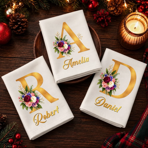 Custom Cotton Napkin - Personalized Christmas Birthday Gifts For Mom, Dad, Brother, Sister - Cozy Nights Jolly Lights