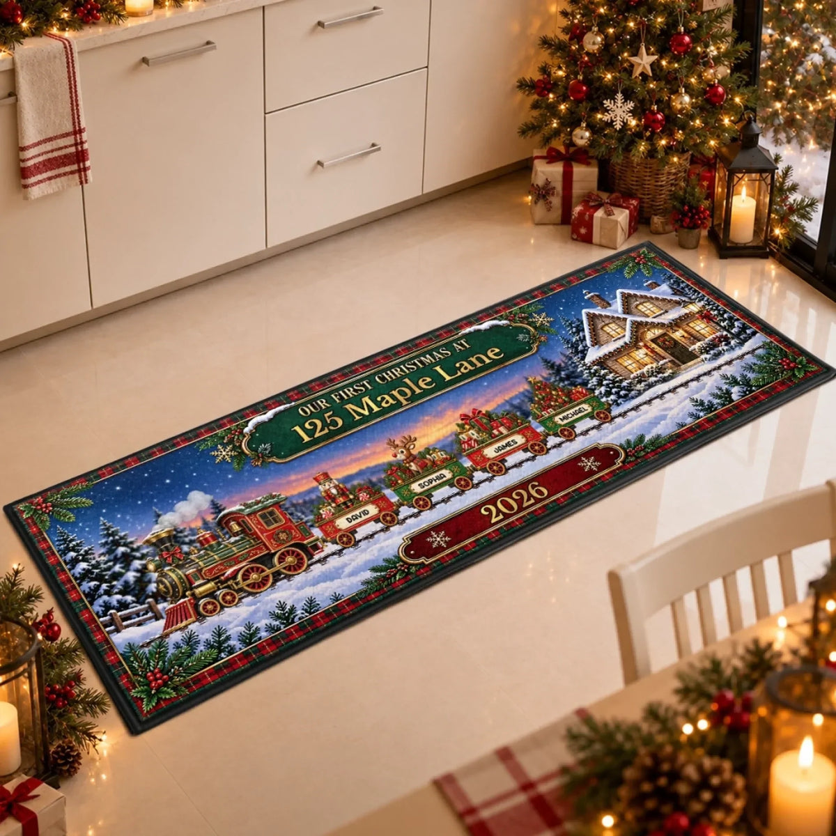 Custom First Christmas Runner Rug - Personalized Christmas Birthday Gifts For Mom, Dad, Brother, Sister - Where Our Story Begins