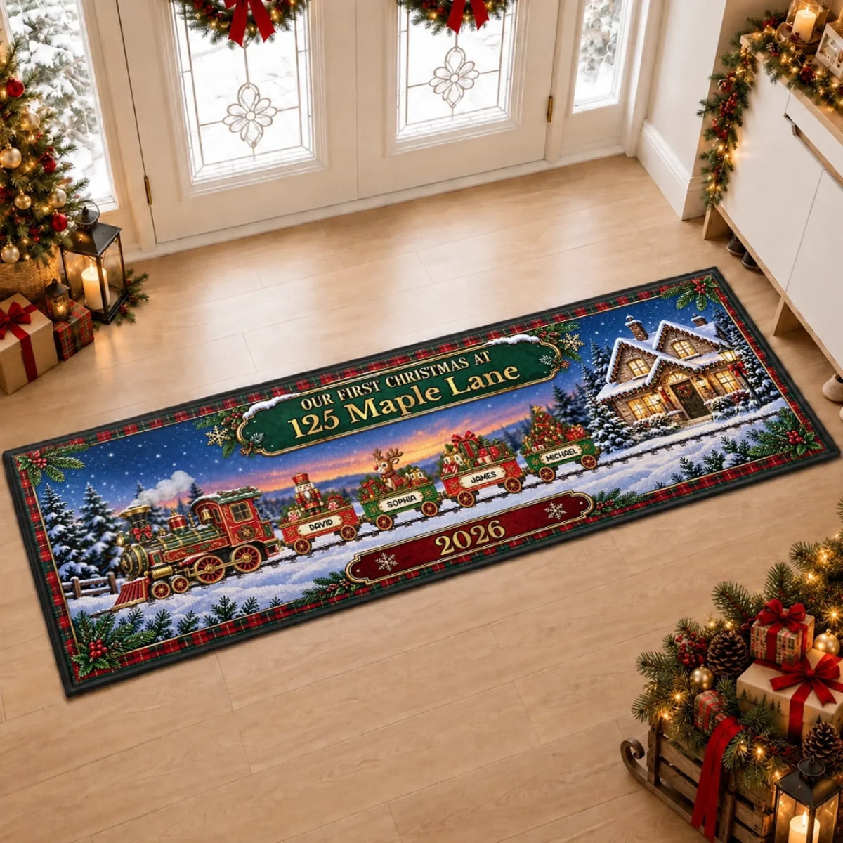 Custom First Christmas Runner Rug - Personalized Christmas Birthday Gifts For Mom, Dad, Brother, Sister - Where Our Story Begins
