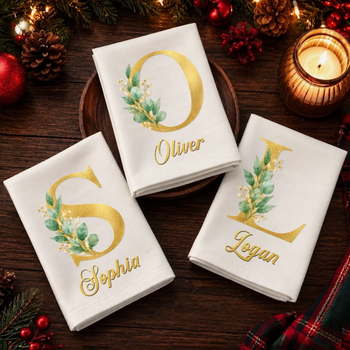 Custom Cotton Napkin - Personalized Christmas Birthday Gifts For Mom, Dad, Brother, Sister - Holiday Magic Starts Here