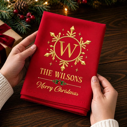Custom Cotton Napkin - Personalized Christmas Birthday Gifts For Mom, Dad, Brother, Sister - Wrapped In Holiday Cheer