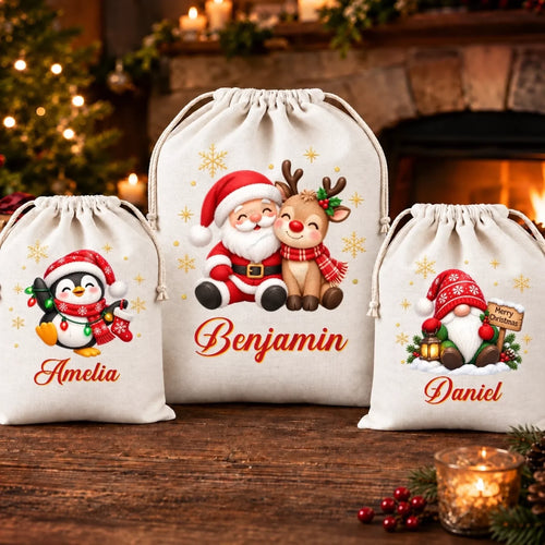 Custom Drawstring Gift Bag - Personalized Christmas Birthday Gifts For Mom, Dad, Brother, Sister - Filled With Love And Smiles