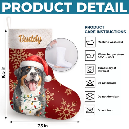 Custom Photo Christmas Stocking - Personalized Christmas Birthday Gifts For Dog Cat Lovers, Dog Dad And Mom, Cat Owners - Santa’s Favorite Furry Helper