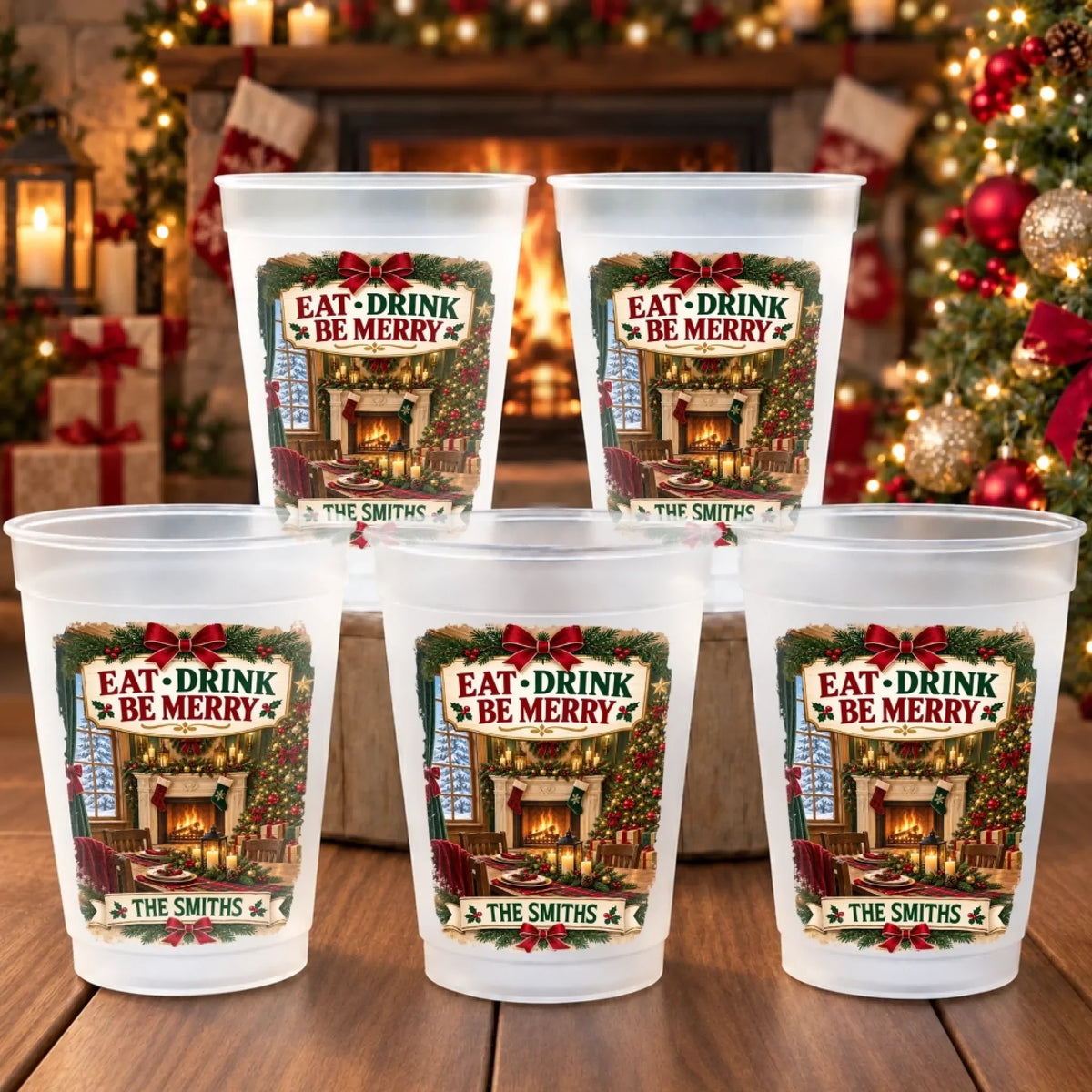 Custom Party Cups - Personalized Christmas Birthday Gifts For Mom, Dad, Brother, Sister - Warm Wishes And Happy Times