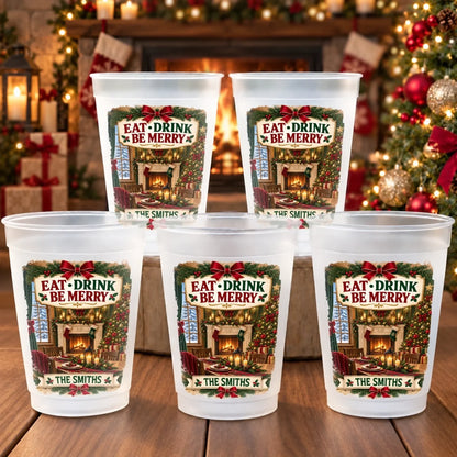 Custom Party Cups - Personalized Christmas Birthday Gifts For Mom, Dad, Brother, Sister - Warm Wishes And Happy Times