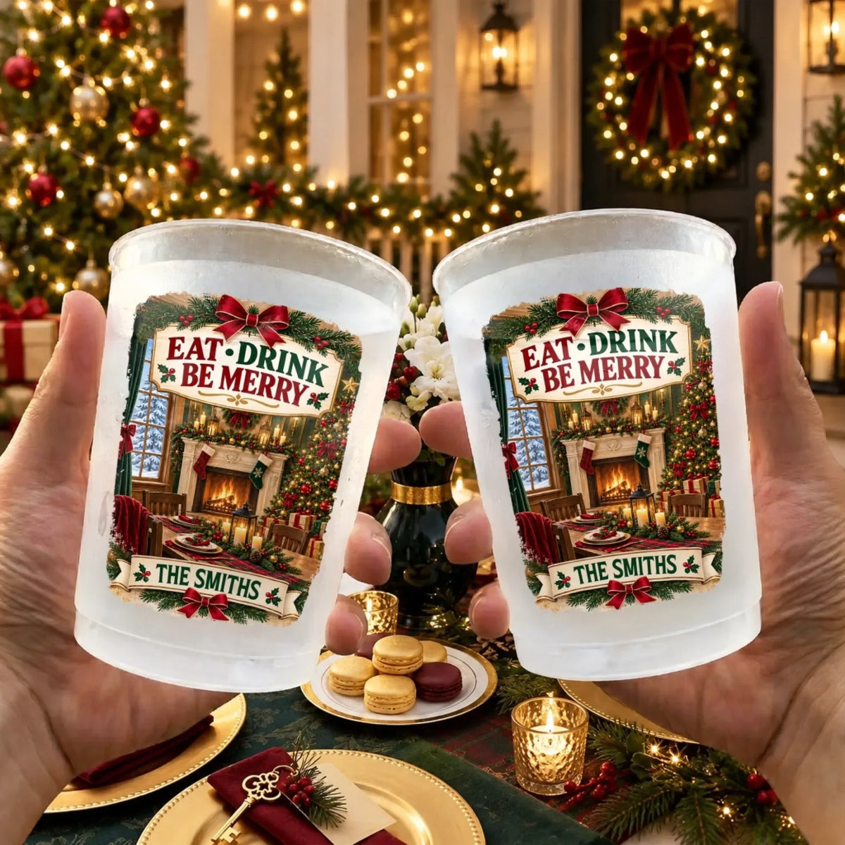 Custom Party Cups - Personalized Christmas Birthday Gifts For Mom, Dad, Brother, Sister - Warm Wishes And Happy Times