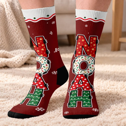 Custom Crew Socks - Personalized Christmas Birthday Gifts For Mom, Dad, Brother, Sister - Merry Moments All Around