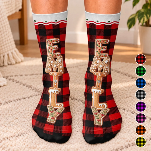Custom Crew Socks - Personalized Christmas Birthday Gifts For Mom, Dad, Brother, Sister - Holiday Cheer In The Air