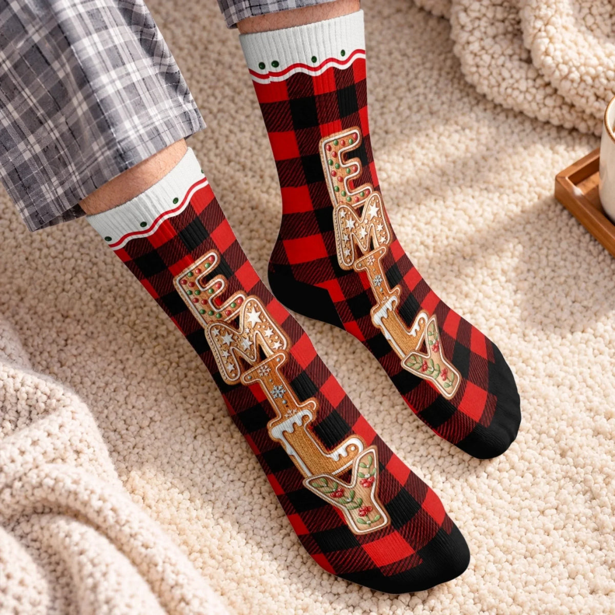 Custom Crew Socks - Personalized Christmas Birthday Gifts For Mom, Dad, Brother, Sister - Holiday Cheer In The Air