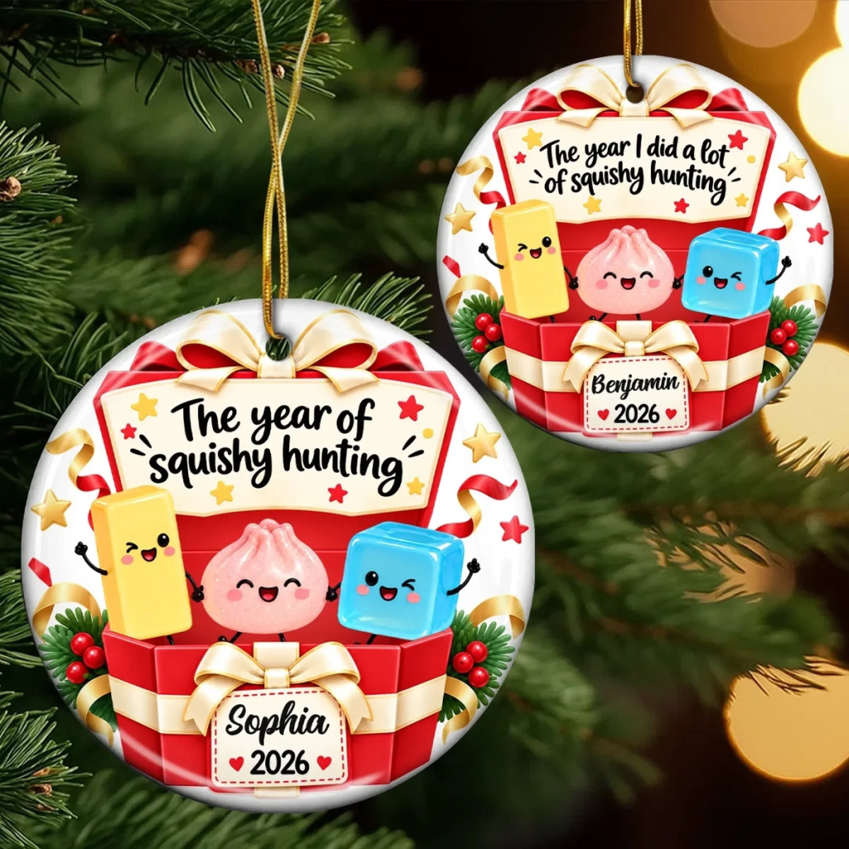 Custom Squishy Ceramic Ornament - Personalized Christmas Birthday Gifts For Kids - Christmas Cheer In Every Smile