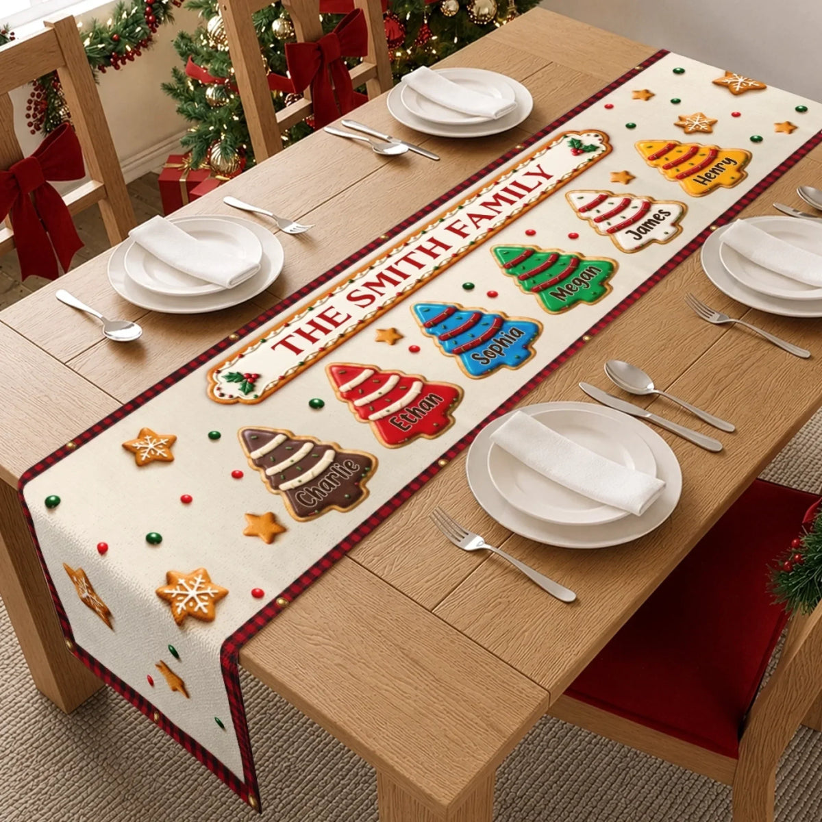 Custom Table Runner - Personalized Christmas Birthday Gifts For Mom, Dad, Brother, Sister - Together Makes The Season Merry