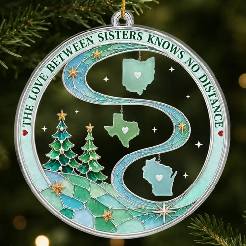 Custom Long Distance Acrylic Ornament - Personalized Christmas Birthday Gifts For Women, Besties, Sisters, BFF - Same Love, Different Zip Codes