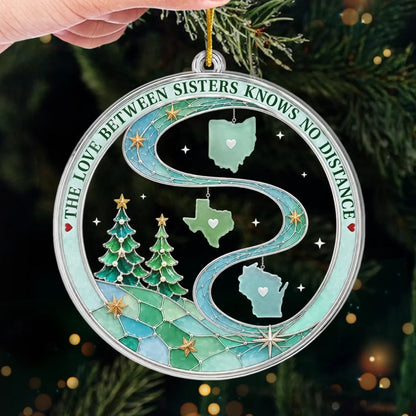Custom Long Distance Acrylic Ornament - Personalized Christmas Birthday Gifts For Women, Besties, Sisters, BFF - Same Love, Different Zip Codes