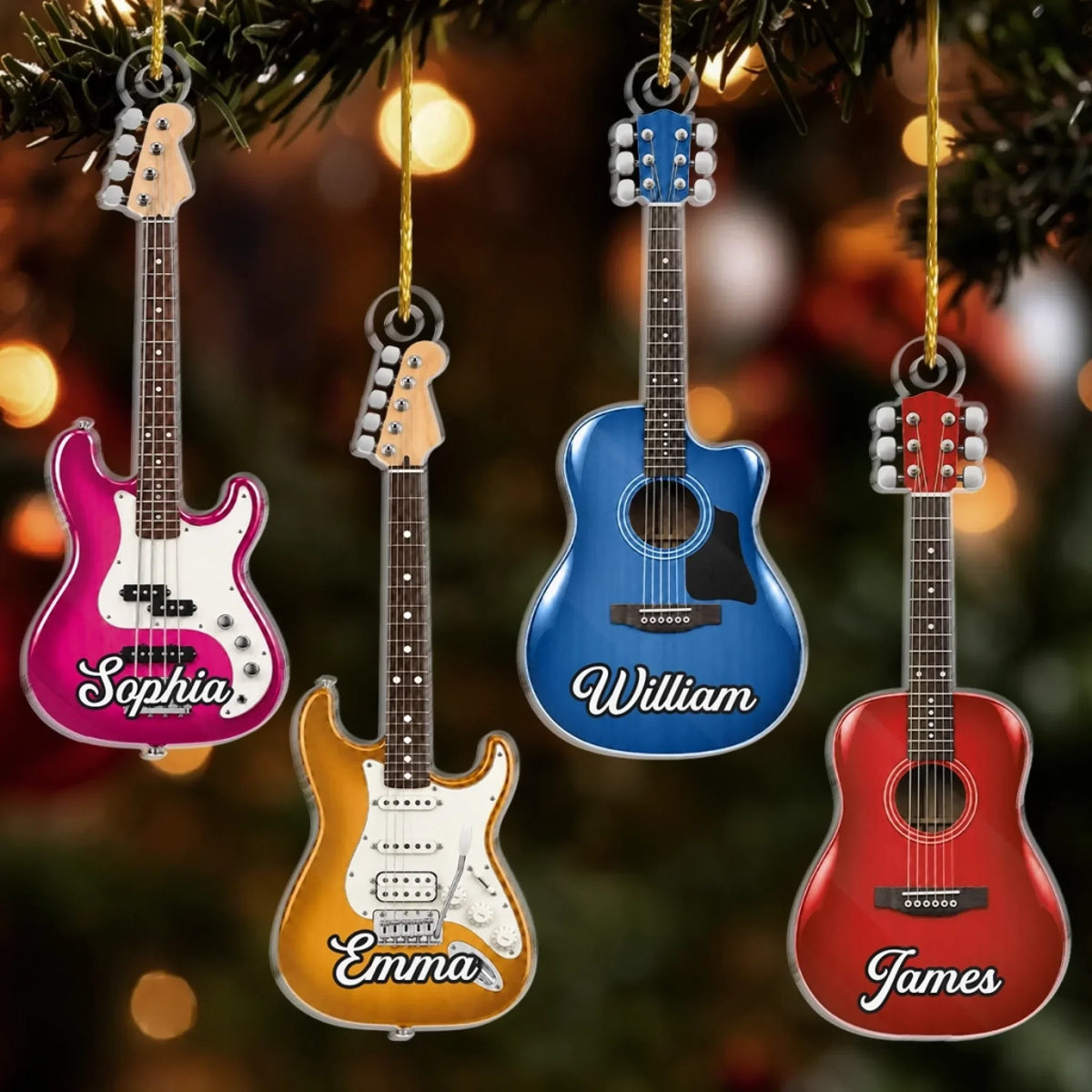 Custom Acrylic Ornament - Personalized Birthday Gifts For Guitar Lovers - Six Strings One Happy Soul