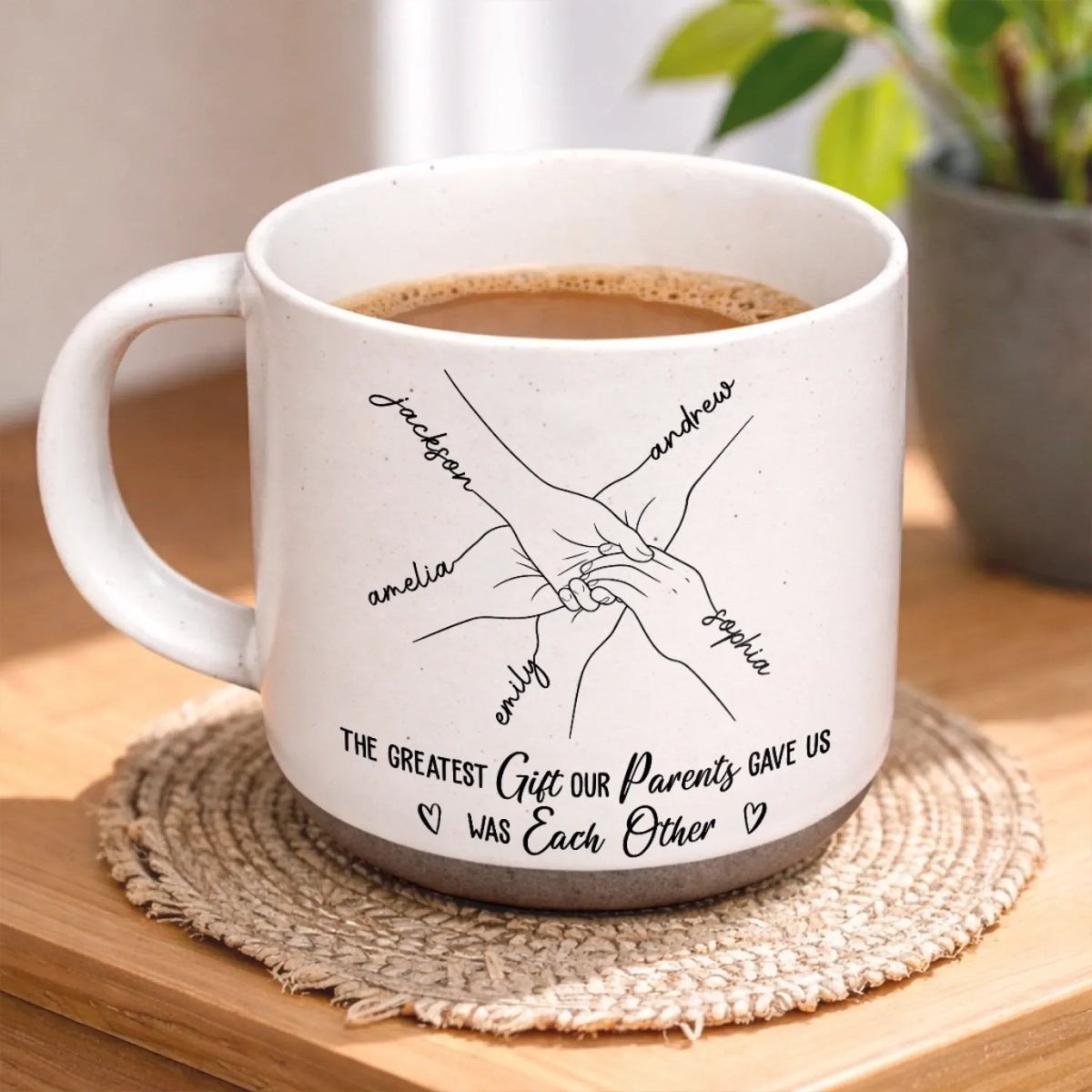 Custom Pottery Mug - Personalized Christmas Birthday Gifts For Mom, Dad, Brother, Sister - Forever Linked Together