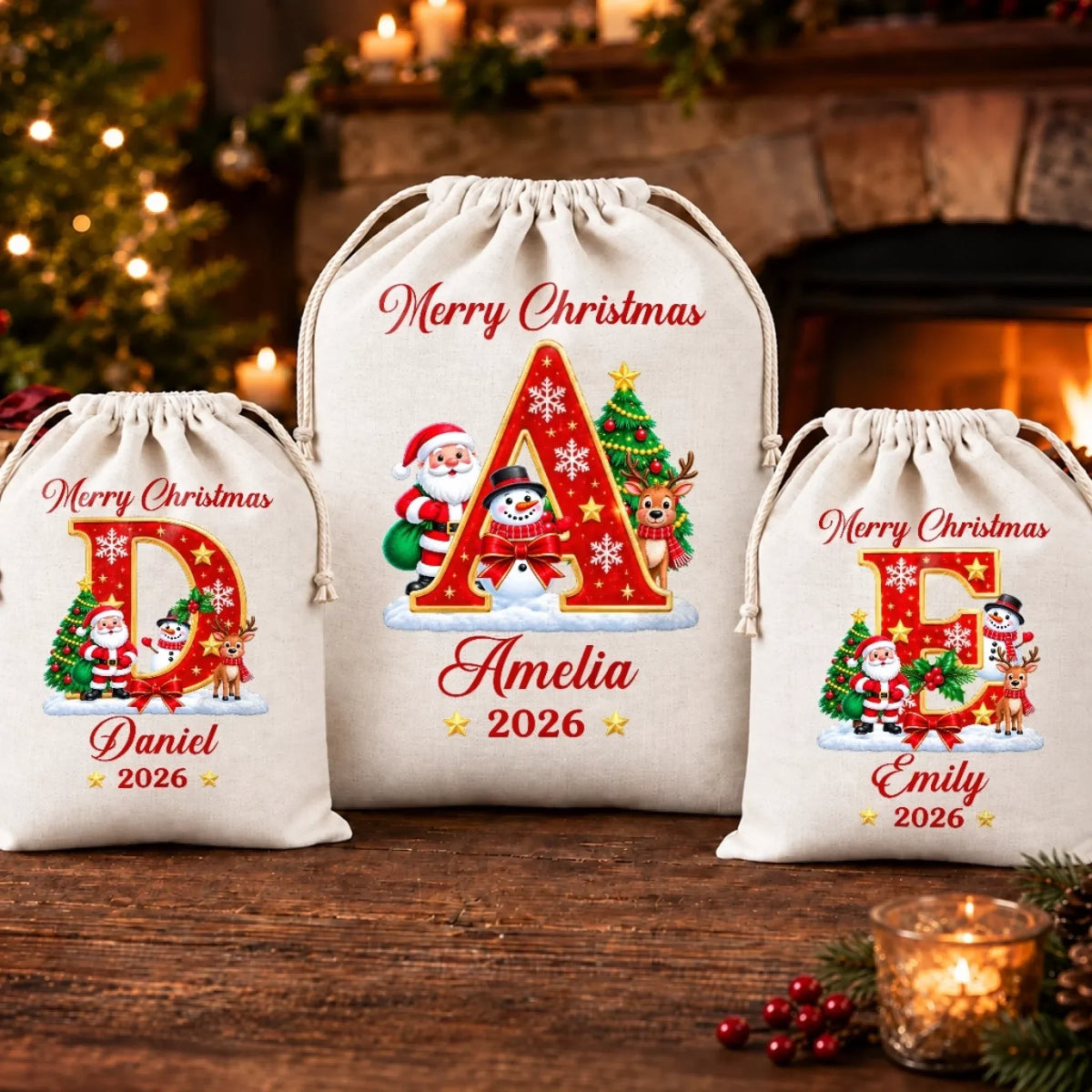 Custom Drawstring Gift Bag - Personalized Christmas Birthday Gifts For Mom, Dad, Brother, Sister - Filled With Love And Magic