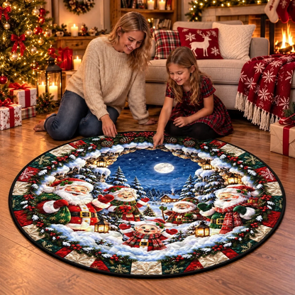 Custom Quilted Round Mat - Personalized Christmas Birthday Gifts For Mom, Dad, Brother, Sister - Warm Wishes In Winter Wonder