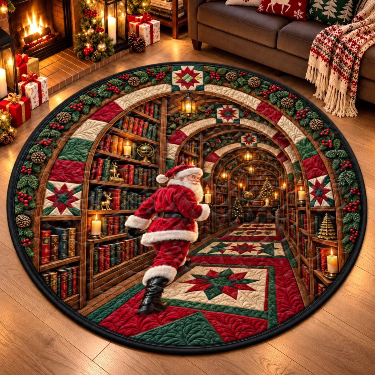 Custom Quilted Round Mat - Personalized Christmas Birthday Gifts For Mom, Dad, Brother, Sister - Welcome To The Secret Library