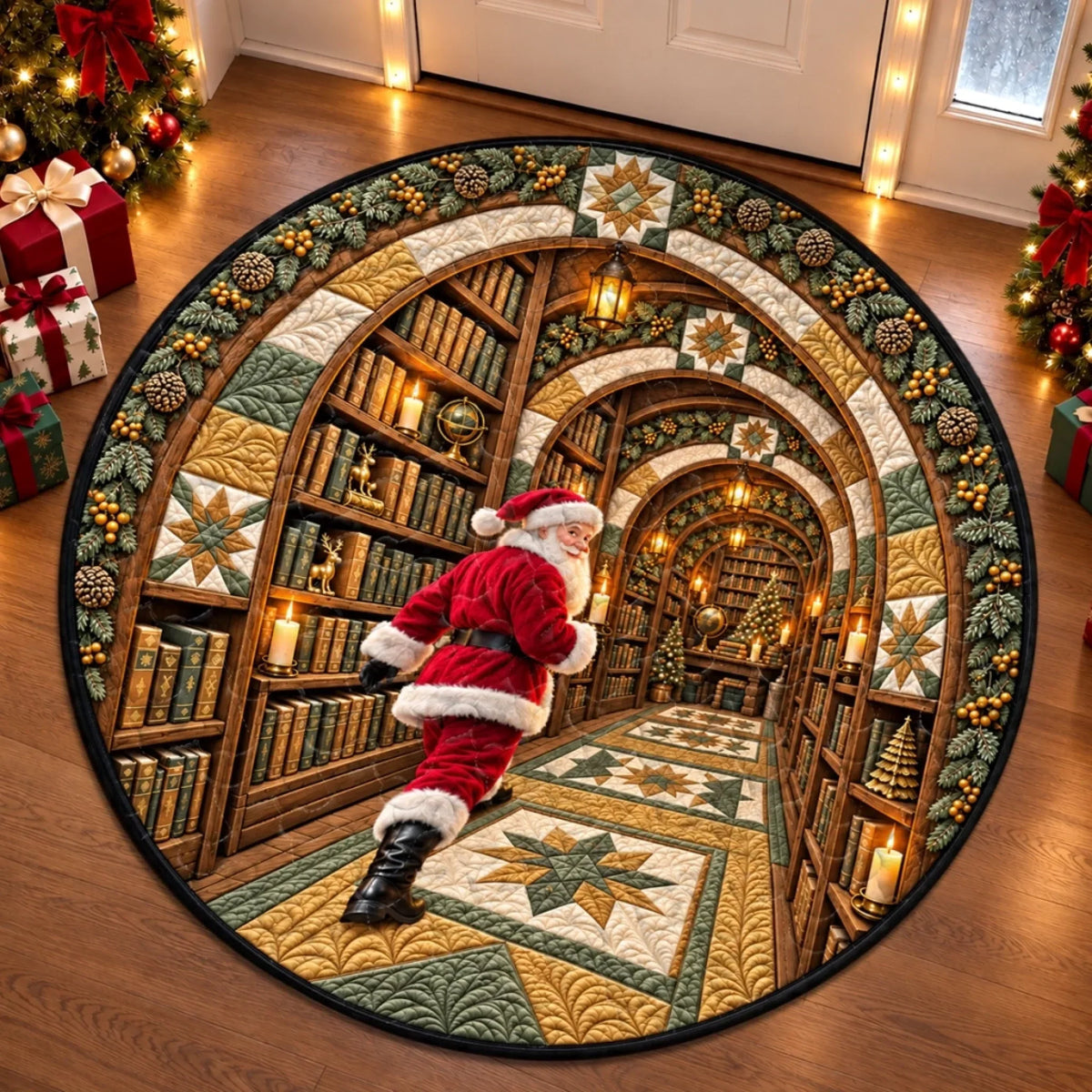 Custom Quilted Round Mat - Personalized Christmas Birthday Gifts For Mom, Dad, Brother, Sister - Welcome To The Secret Library