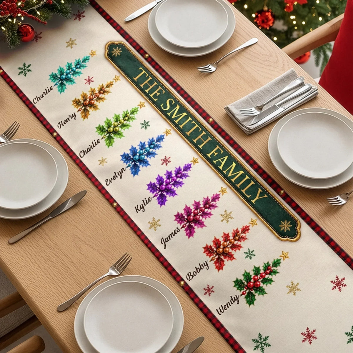 Custom Table Runner - Personalized Christmas Birthday Gifts For Mom, Dad, Brother, Sister - Our Holiday Story Continues