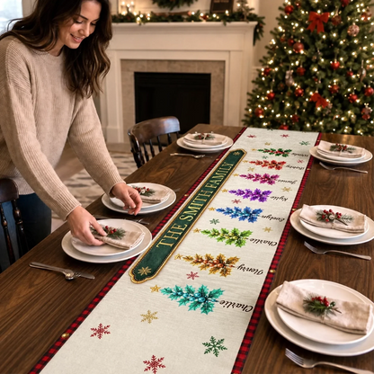Custom Table Runner - Personalized Christmas Birthday Gifts For Mom, Dad, Brother, Sister - Our Holiday Story Continues