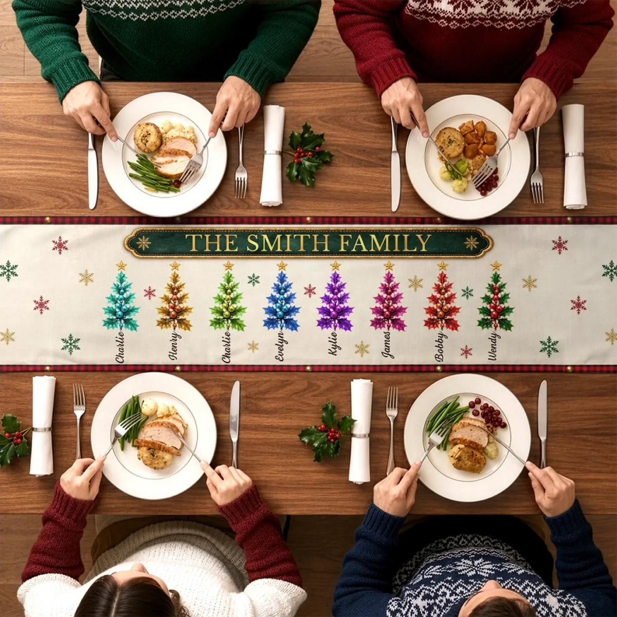 Custom Table Runner - Personalized Christmas Birthday Gifts For Mom, Dad, Brother, Sister - Our Holiday Story Continues