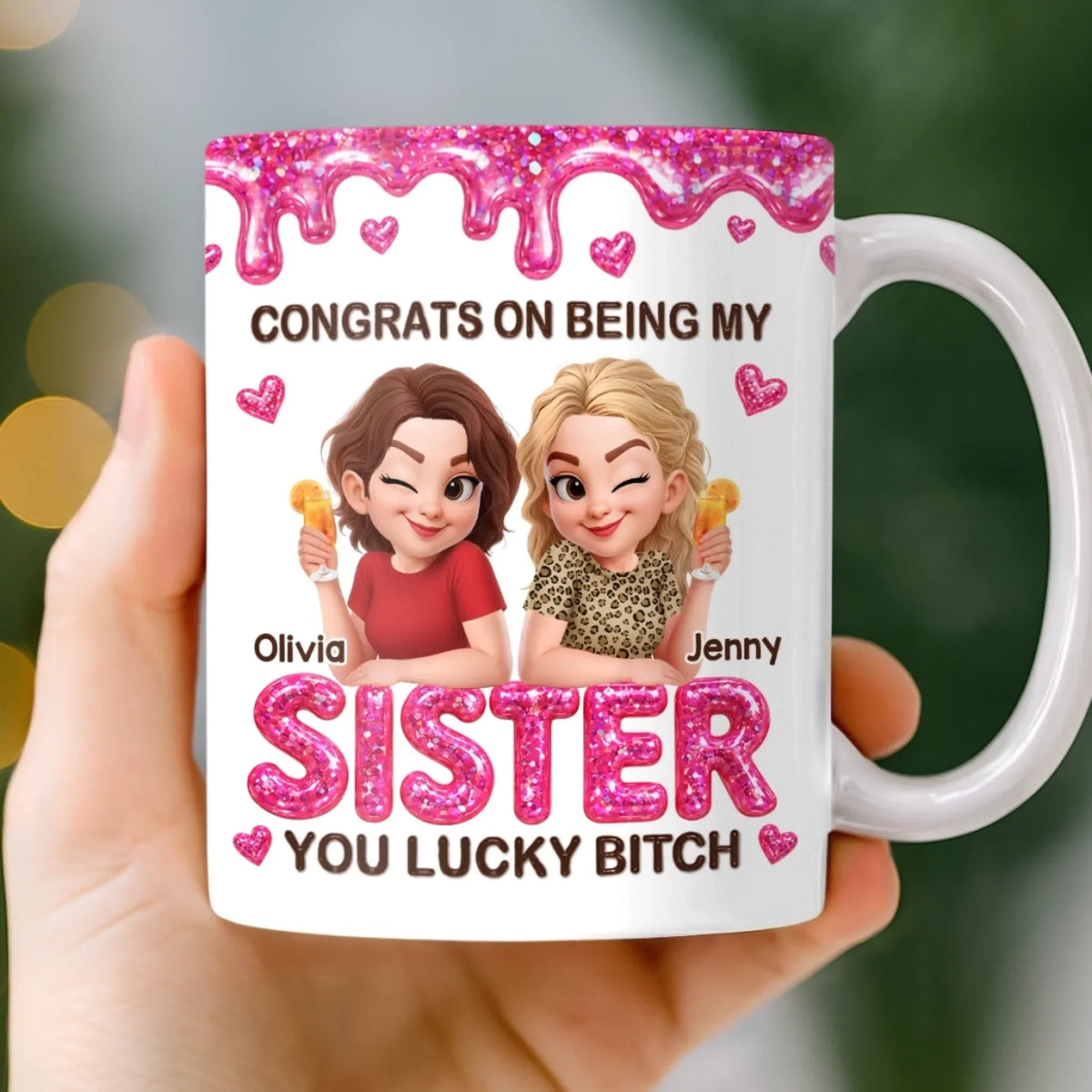 Custom 3D Inflated Effect Printed Mug - Personalized Best Friend Birthday Gifts For Women, Besties, Sisters, BFF - Slay Together, Stay Together