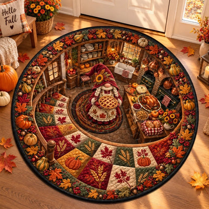 Custom Quilted Round Mat - Personalized Birthday Gifts For Mom, Grandma - Cozy Autumn Days Full Love