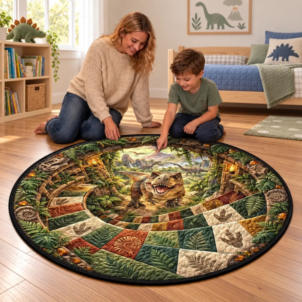 Custom Quilted Round Mat - Personalized Birthday Gifts For Kids - Happy Wonders Under Your Feet