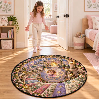 Custom Quilted Round Mat - Personalized Birthday Gifts For Kids - Welcome To The Fairy Kingdom