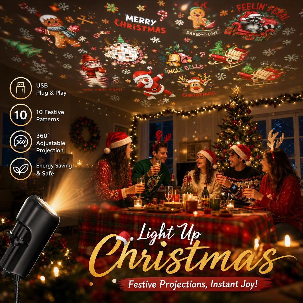 ✨HD Christmas Projector – 6 or 10 Festive Scenes(📦Buy 3 Free Shipping)