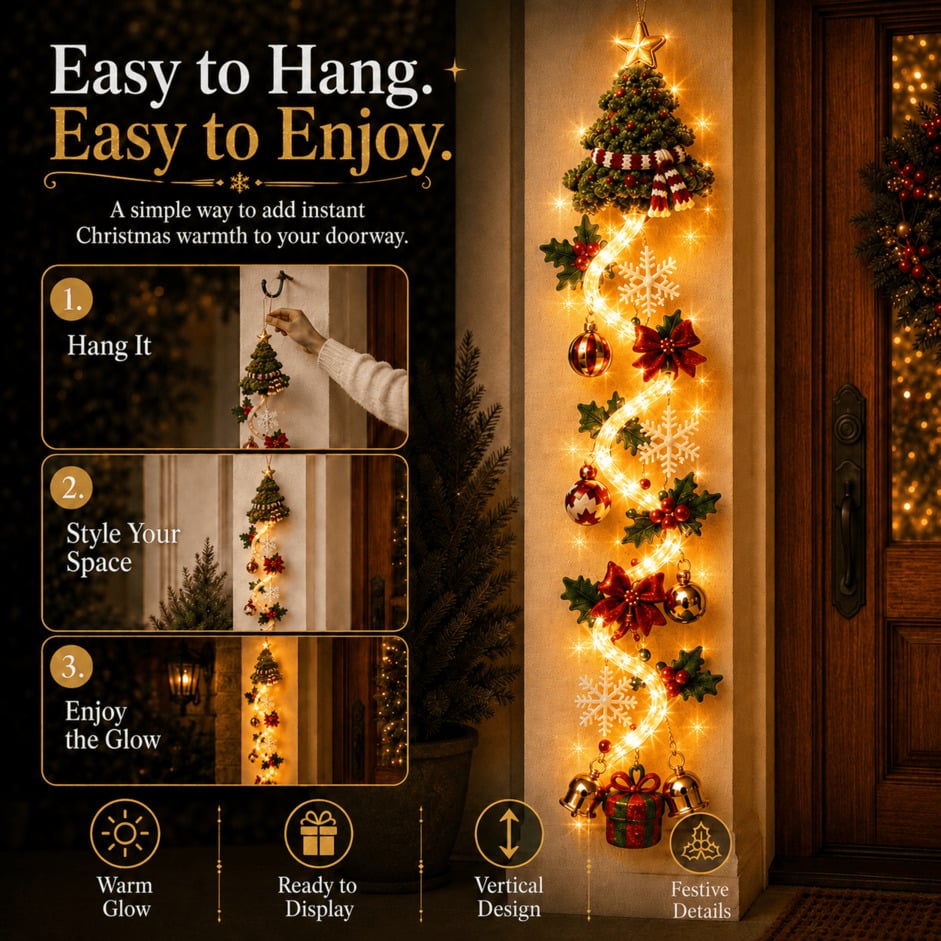 ⏳ Last day! 49% OFF – 🎄✨🎅MerryCascade™ Glowing Christmas Door Hanger