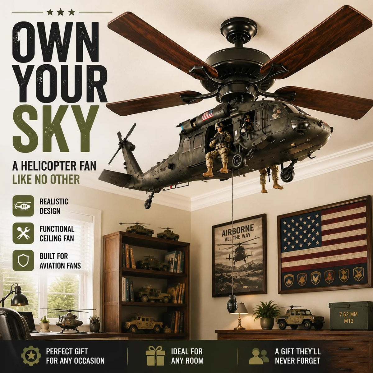 🔥 LAST DAY 50% OFF-🚁 Helicopter Ceiling Fan Decoration – Flying Aviation Display