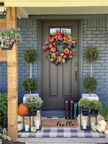 🍂 LAST DAY — 49% OFF FALL SALE! 💖 Handmade Fall Peony And Pumpkin Wreath - Year Round Wreath