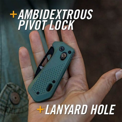 🔪Compact EDC Folding Pocket Knife – 2.5" 440A Stainless Steel Drop Point Blade, Ambidextrous Pivot Lock, Pocket Clip & Lanyard Hole