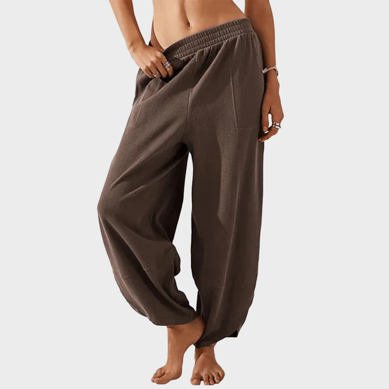 Womens Baggy Wide Leg Pants Casual Elastic Waisted Palazzo Harem Pants with Pockets