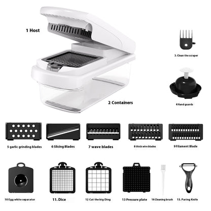 🔥Household Multi-function Vegetable Chopper Kitchen 15-in-one