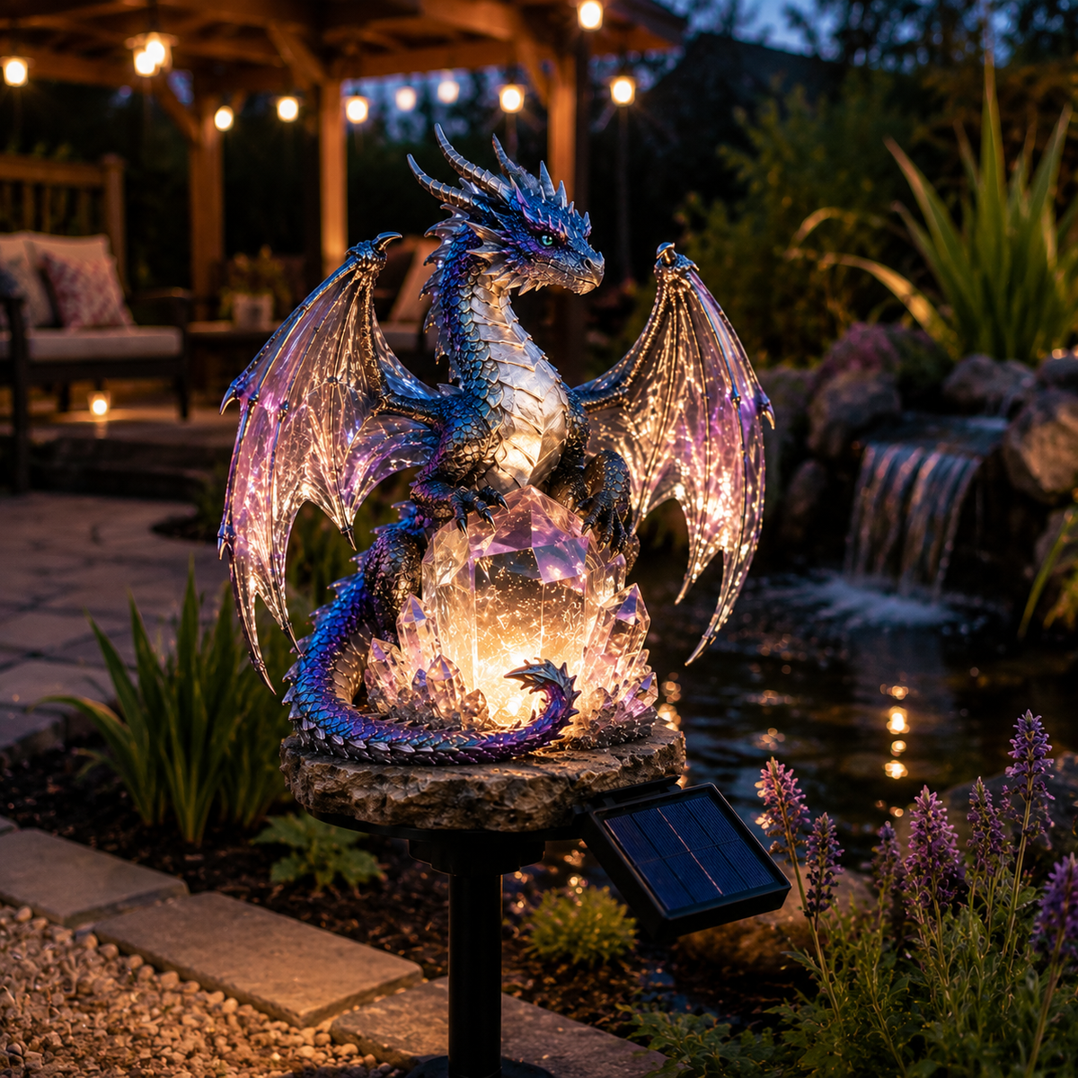 🔥 Solar Dragon Crystal Garden Light – Glowing Fantasy Yard Decor – Turn Your Garden Into a Dragon’s Treasure Cave 🐉✨