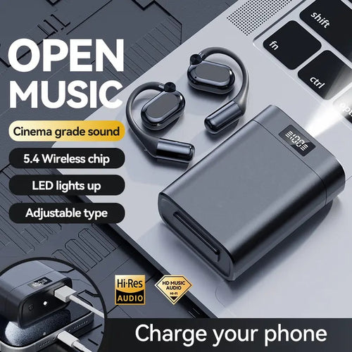 🎧 50% OFF NOW! 🎵 Open-Ear Wireless Earphones – Comfort Fit, Bluetooth 5.4 & LED Flashlight Case 🔦