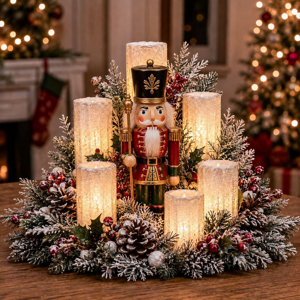 🎄✨ Christmas Glowing Centerpiece with Flameless Candle 🕯️