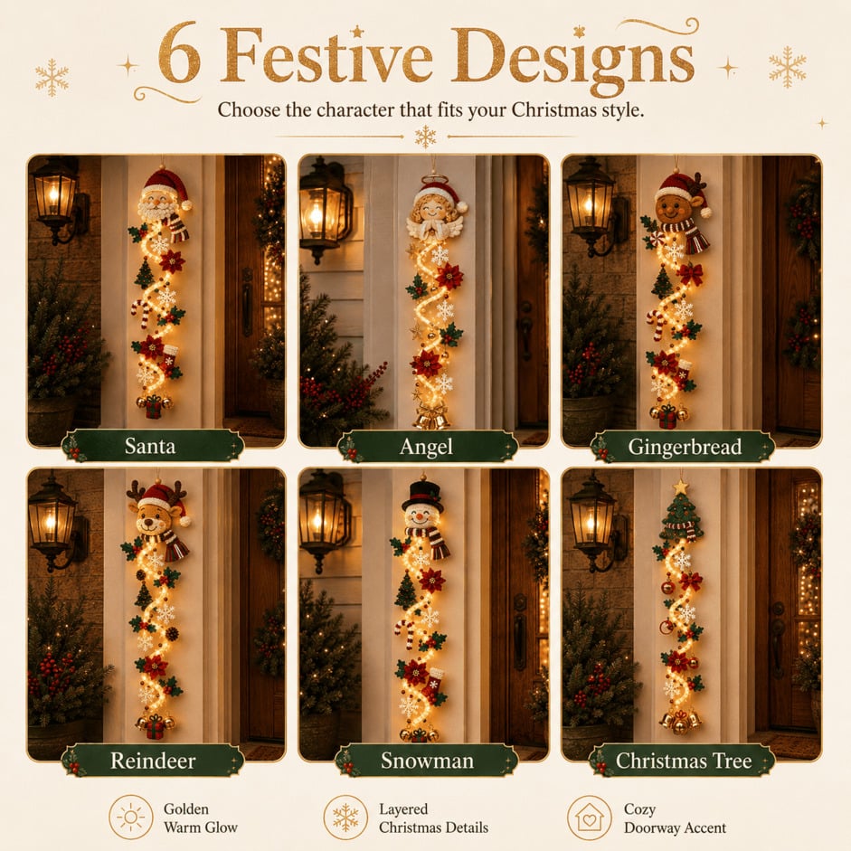 ⏳ Last day! 49% OFF – 🎄✨🎅MerryCascade™ Glowing Christmas Door Hanger