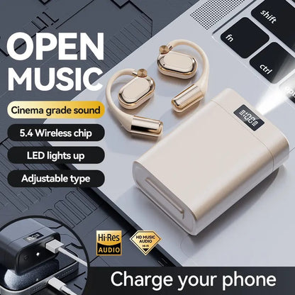 🎧 50% OFF NOW! 🎵 Open-Ear Wireless Earphones – Comfort Fit, Bluetooth 5.4 & LED Flashlight Case 🔦
